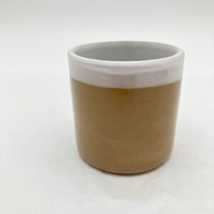 Pearsons of Chesterfield Stoneware Crock 3.5in Tan White Vintage Made in England